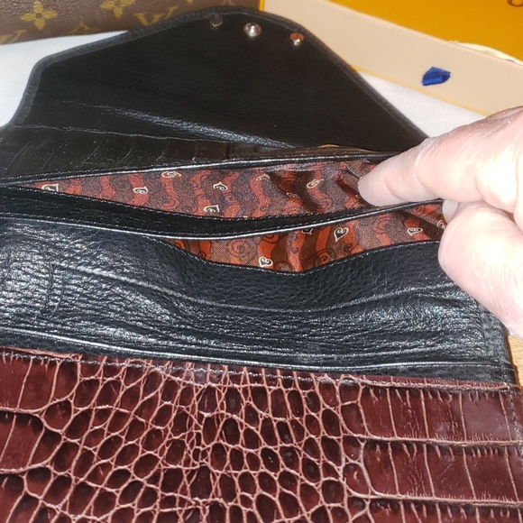 Brighton Leather Black & Faux Alligator Brown Trifold Wallet Free With Purchase - Picture 10 of 11